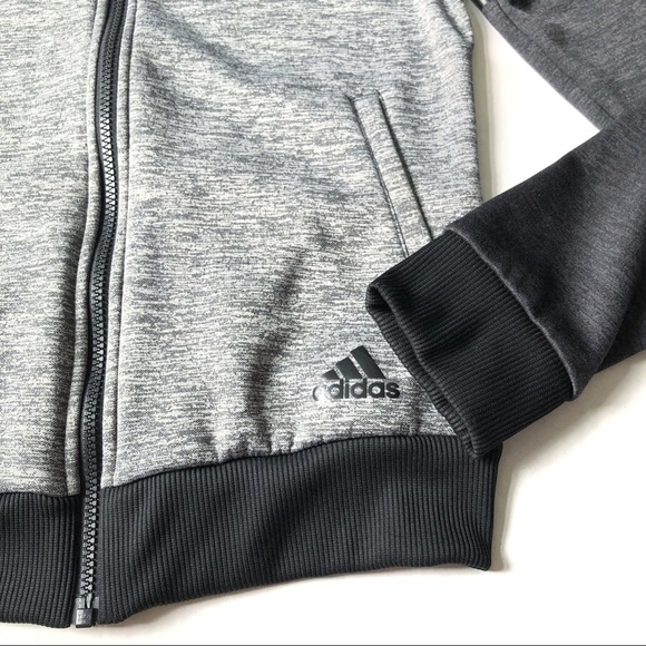 Adidas Climawarm Zip Up Track Jacket Fleece Lined Gray Zip Up Sweatshirt S - Picture 6 of 10